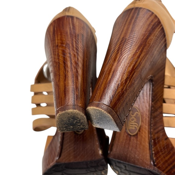 Sofft Ohanna Tan Leather Upper Chunky Heeled Platform Sandals Sofft Size 8 M - Picture 10 of 16